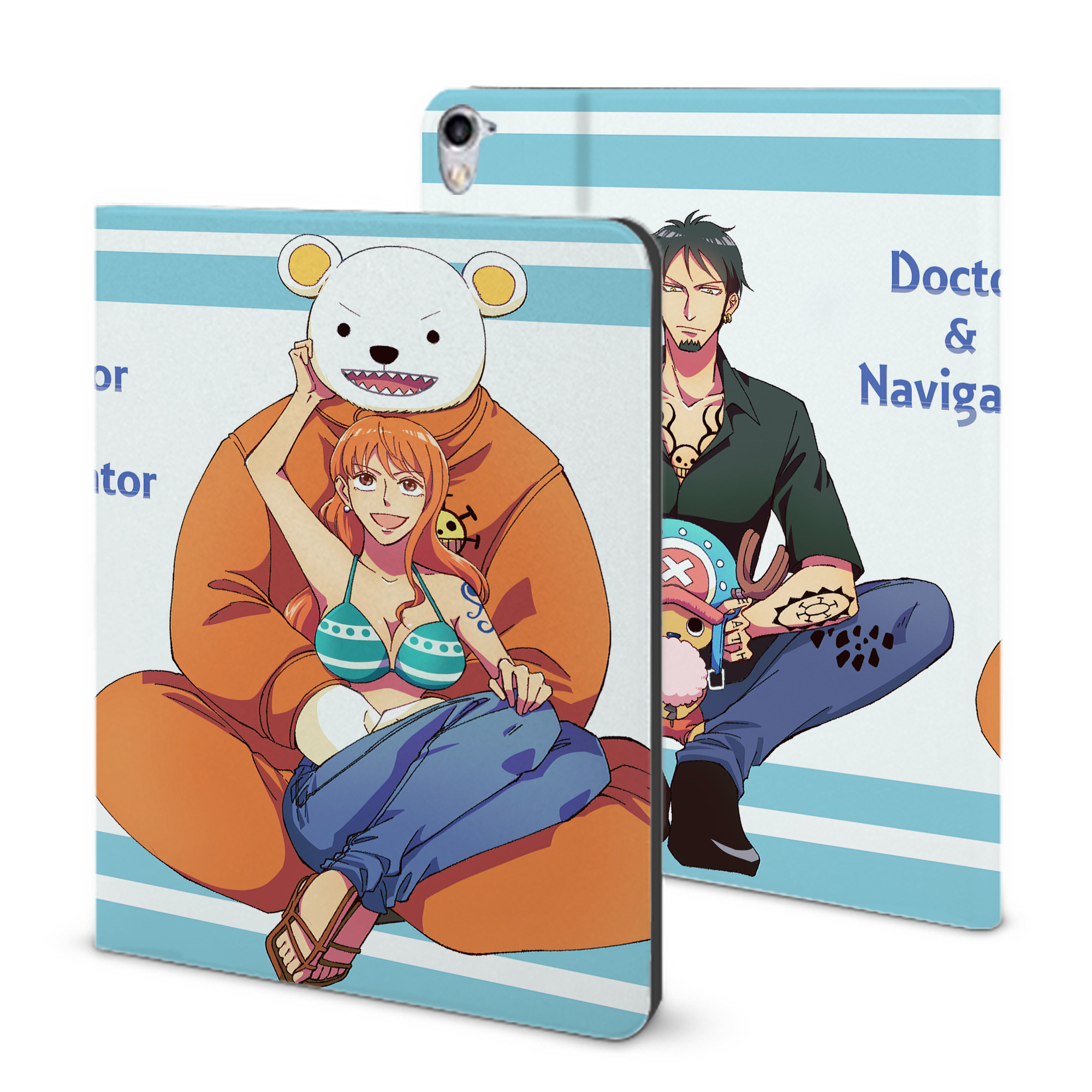 ワンピース ONE PIECE IPad ケース ブック型 PUレザー TPU 耐衝撃 軽量 薄型 ペン収納なし 全面保護 IPad 各モデル対応